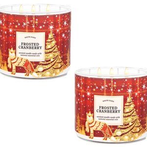 Set Of 2 Bath & Body Works Frosted Cranberry 3 Wick Scented Candles 14.5oz